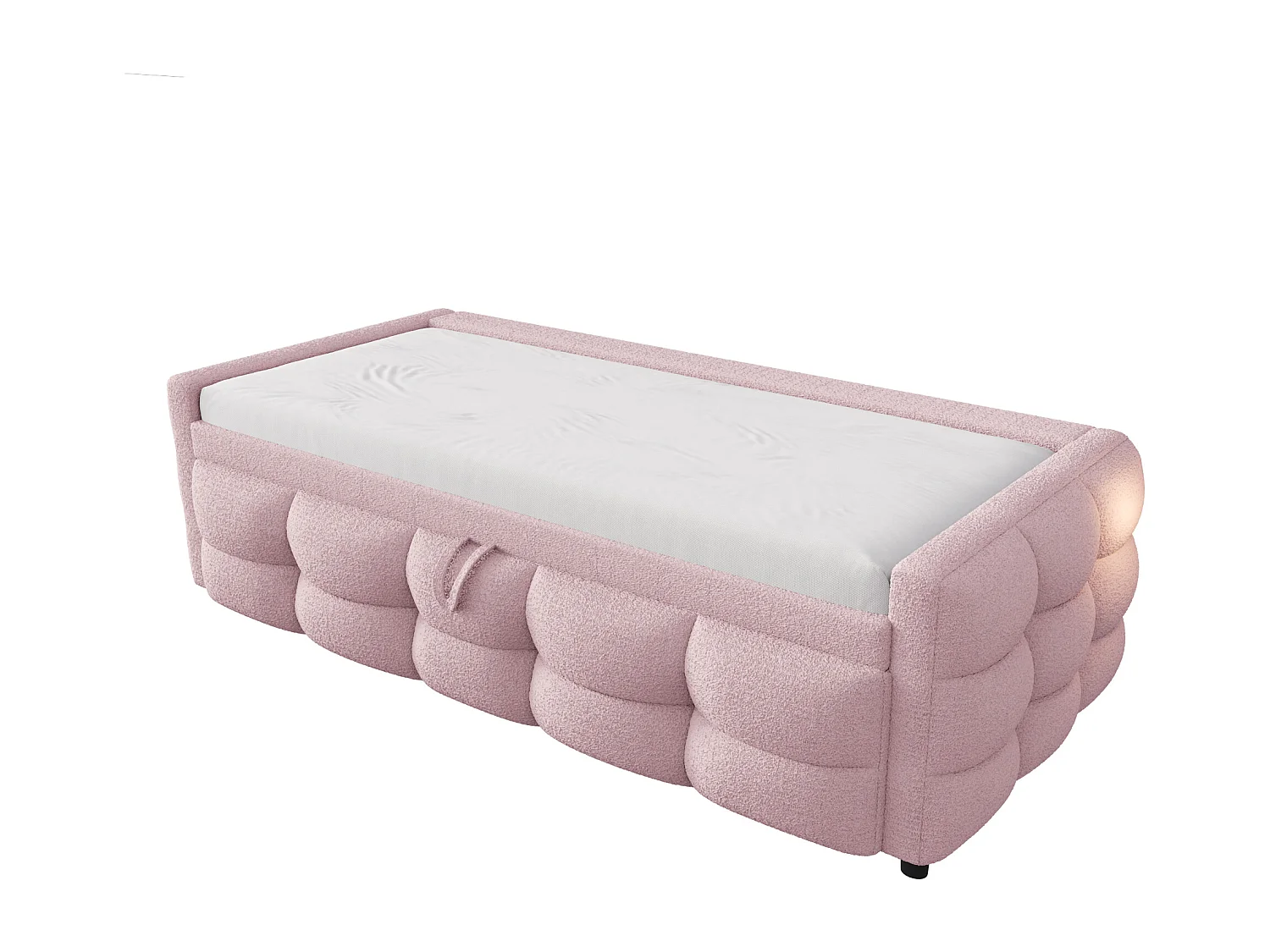 Łóżko wysuwane 90/180 x 190 cm bez wezgłowia - Tkanina aksamitna Teddy - z podstawą z listew - Różowe
