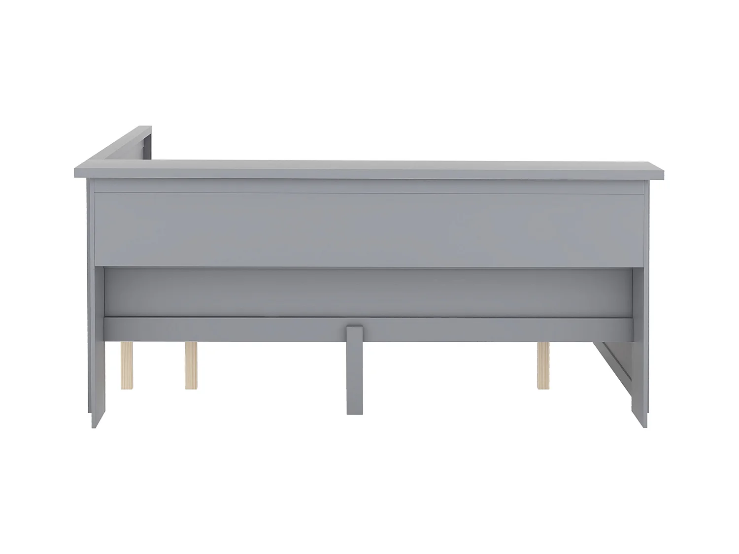 Lit gigogne 140 x 200 cm + 90 x 190 cm avec 2 portes coulissantes et prises USB - LEDs - Aggloméré + MDF - Gris (sans matelas)