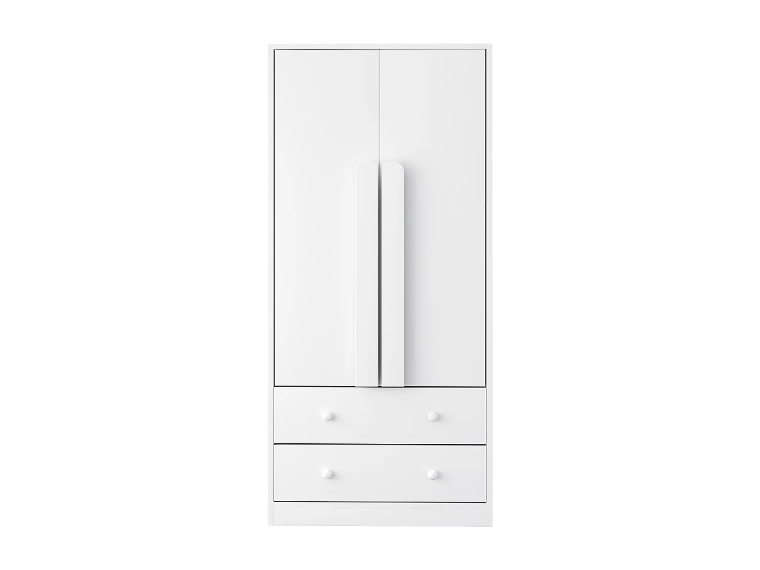 Guarda-roupa com 2 portas e 2 gavetas - 70 x 40 x 170 cm - Pinho + compensado + MDF - Branco