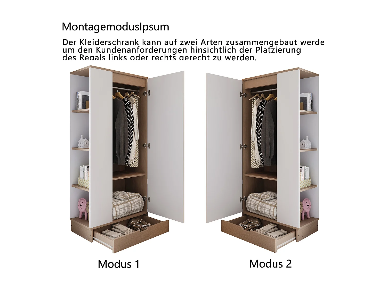 Szafa z 1 drzwiami, 1 szufladą i półkami - 70 x 40 x 170 cm - Sosna + sklejka + MDF - Biała