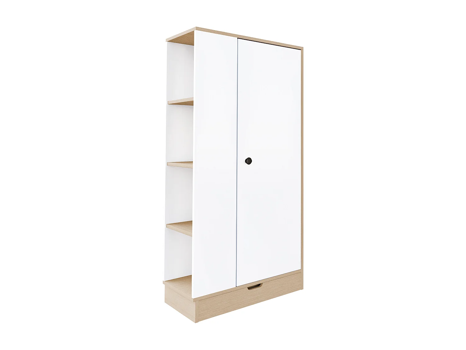 Szafa z 1 drzwiami, 1 szufladą i półkami - 70 x 40 x 170 cm - Sosna + sklejka + MDF - Biała