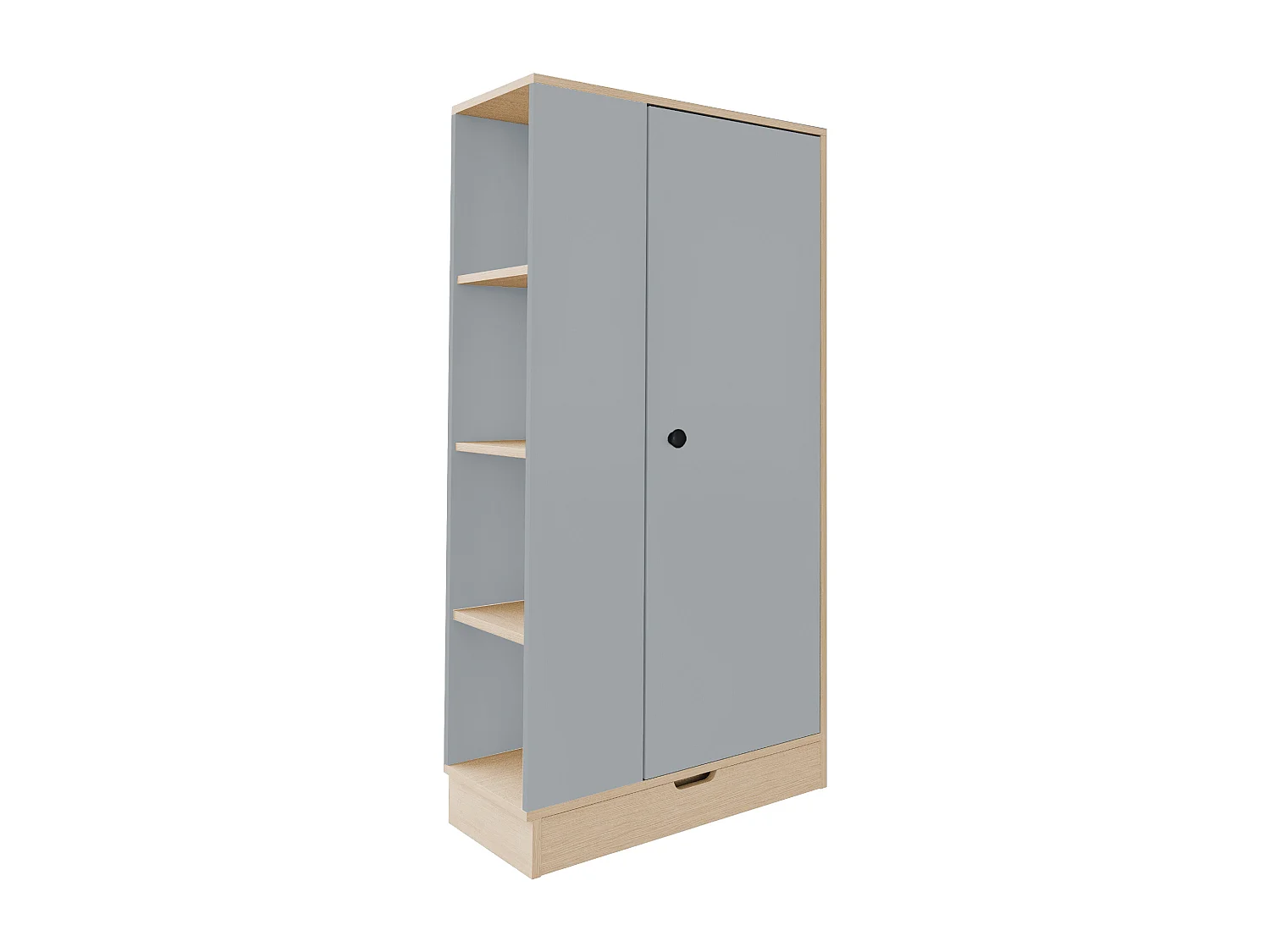 Kledingkast met 1 deur, 1 lade en planken - 70 x 40 x 170 cm - Grenen + multiplex + MDF - Grijs