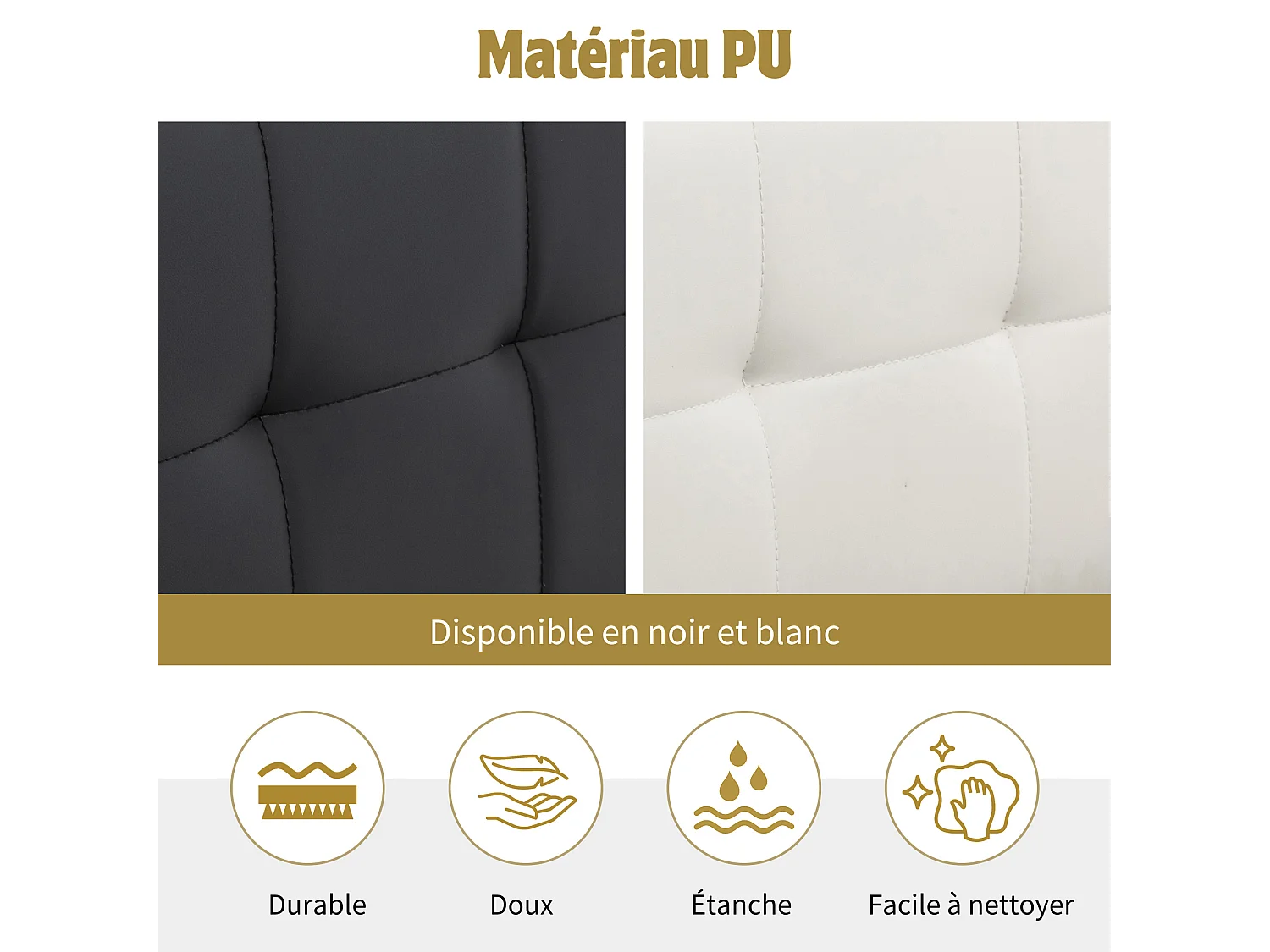 Lit coffre 140 x 190 cm avec tête de lit rangement - LEDs - Cuir PU - Blanc (sans matelas)