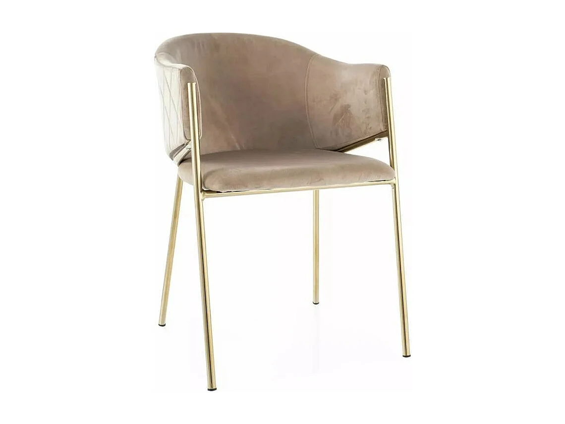 Krzesło tapicerowane BONO VELVET beżowe/złote