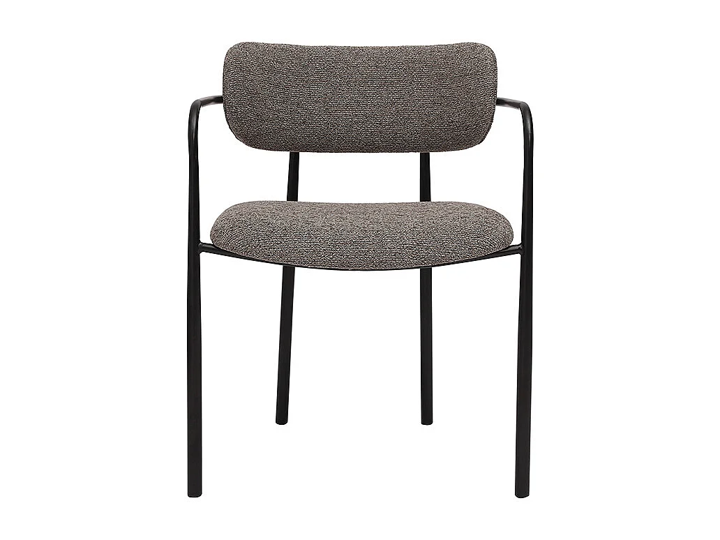 Sedie in tessuto testurizzato color taupe e metallo nero (set di 2) SWIFT