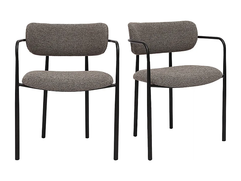 Chaises en tissu texturé taupe et métal noir (lot de 2) SWIFT