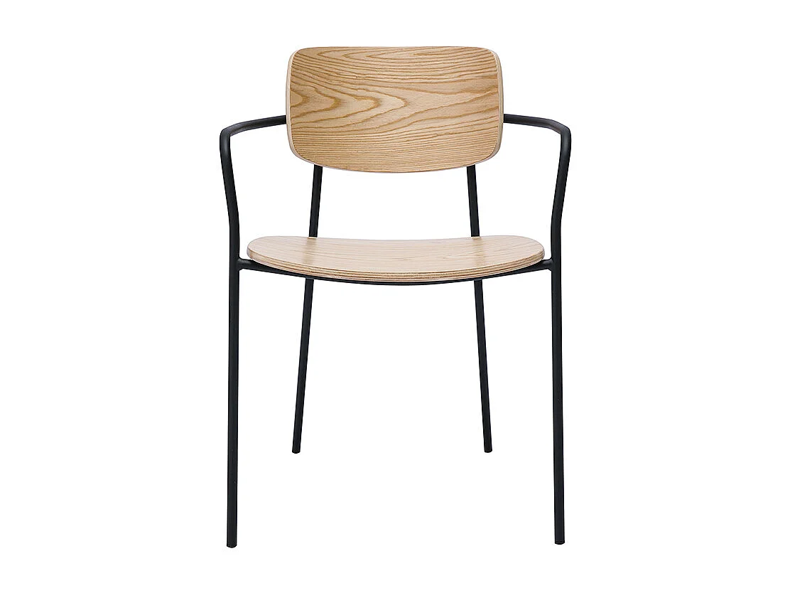 Chaises en bois clair chêne et métal noir (lot de 2) SUSAN