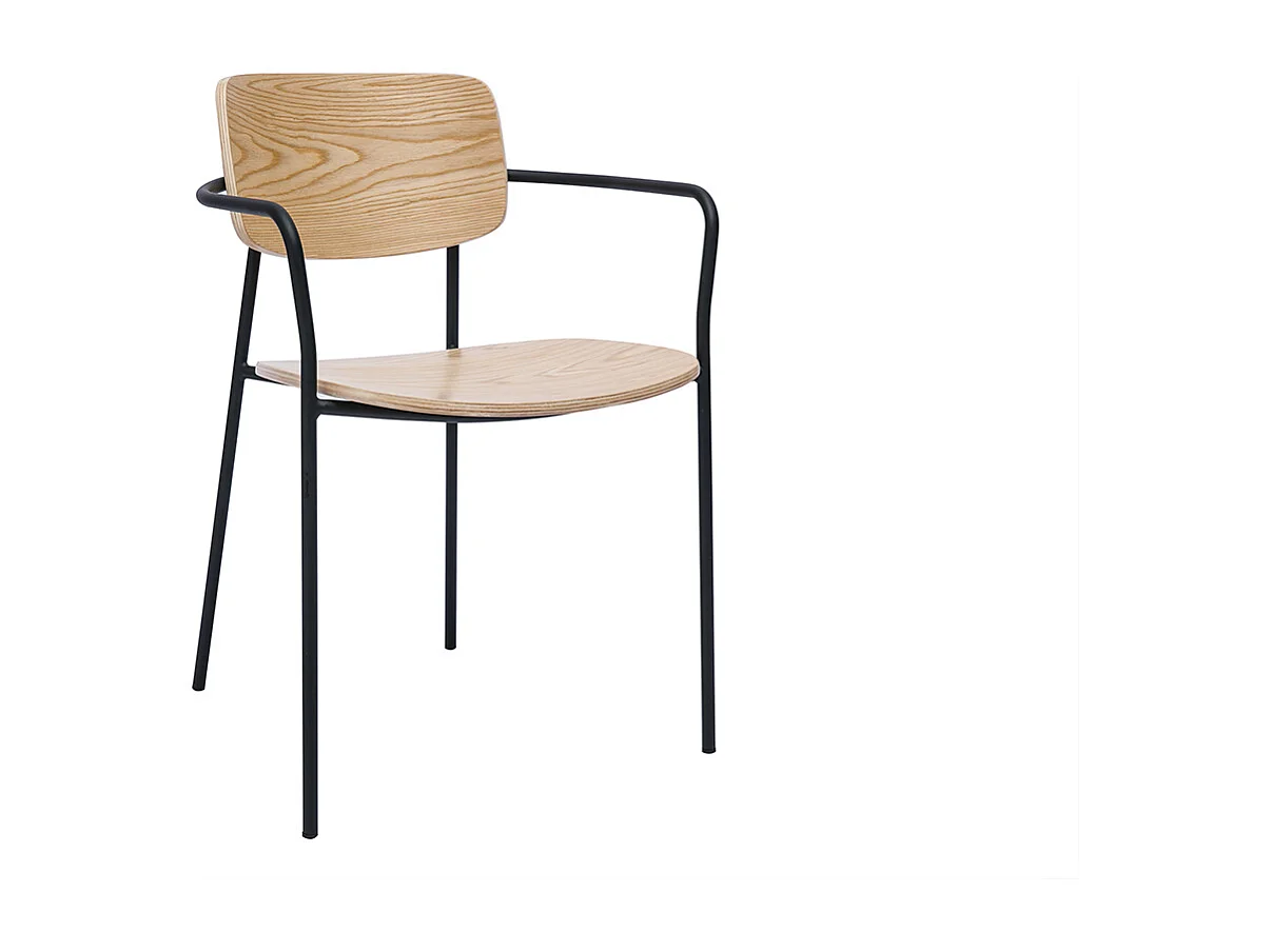 Chaises en bois clair chêne et métal noir (lot de 2) SUSAN