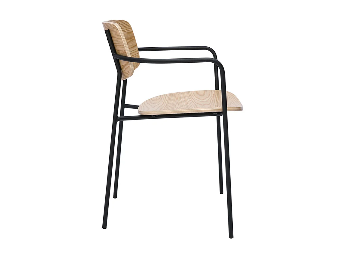 Chaises en bois clair chêne et métal noir (lot de 2) SUSAN