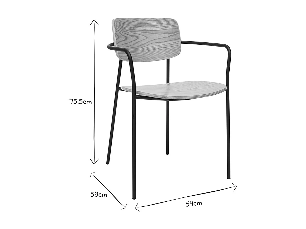 Chaises en bois clair chêne et métal noir (lot de 2) SUSAN