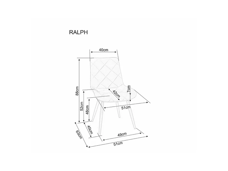 Krzesło tapicerowane RALPH VELVET szare