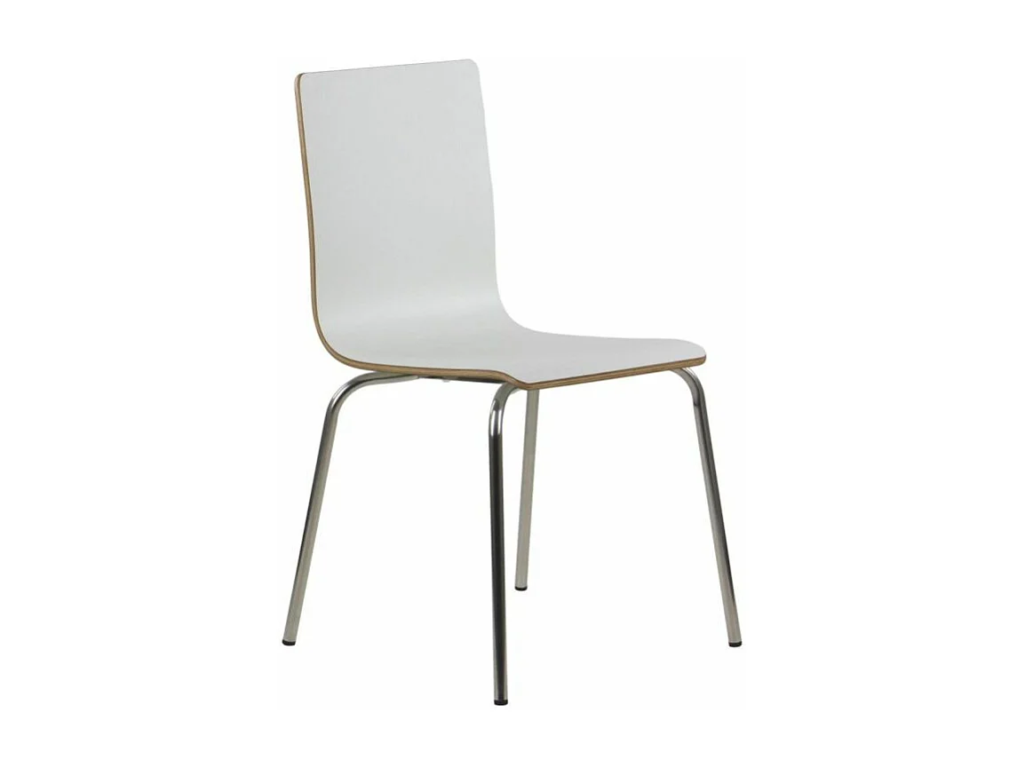 Krzesło ze sklejki laminowanej WERDI B białe/stal nierdzewna