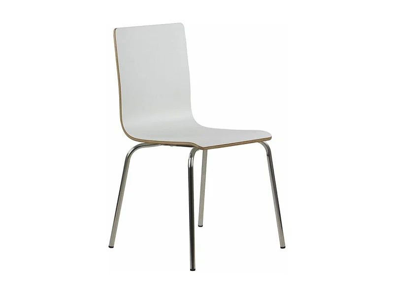 Krzesło ze sklejki laminowanej WERDI B białe/stal nierdzewna