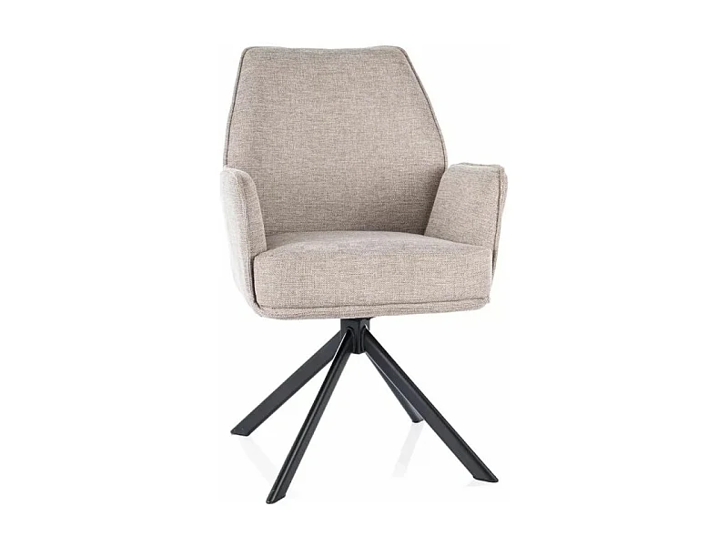 Krzesło tapicerowane HUGO BREGO jasnobeżowe obracane