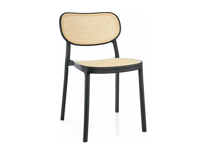Krzesło z tworzywa BALI czarne/beżowe