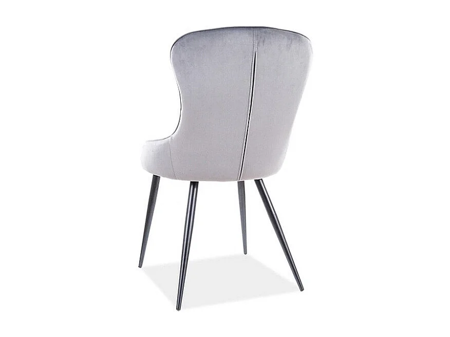 Chaise en velours - Gris - Quatres pieds en métal noir - H 91 cm x l 52 cm