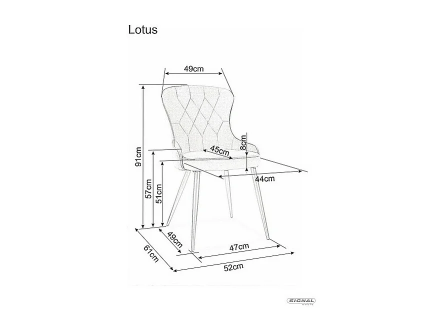 Chaise en velours - Gris - Quatres pieds en métal noir - H 91 cm x l 52 cm