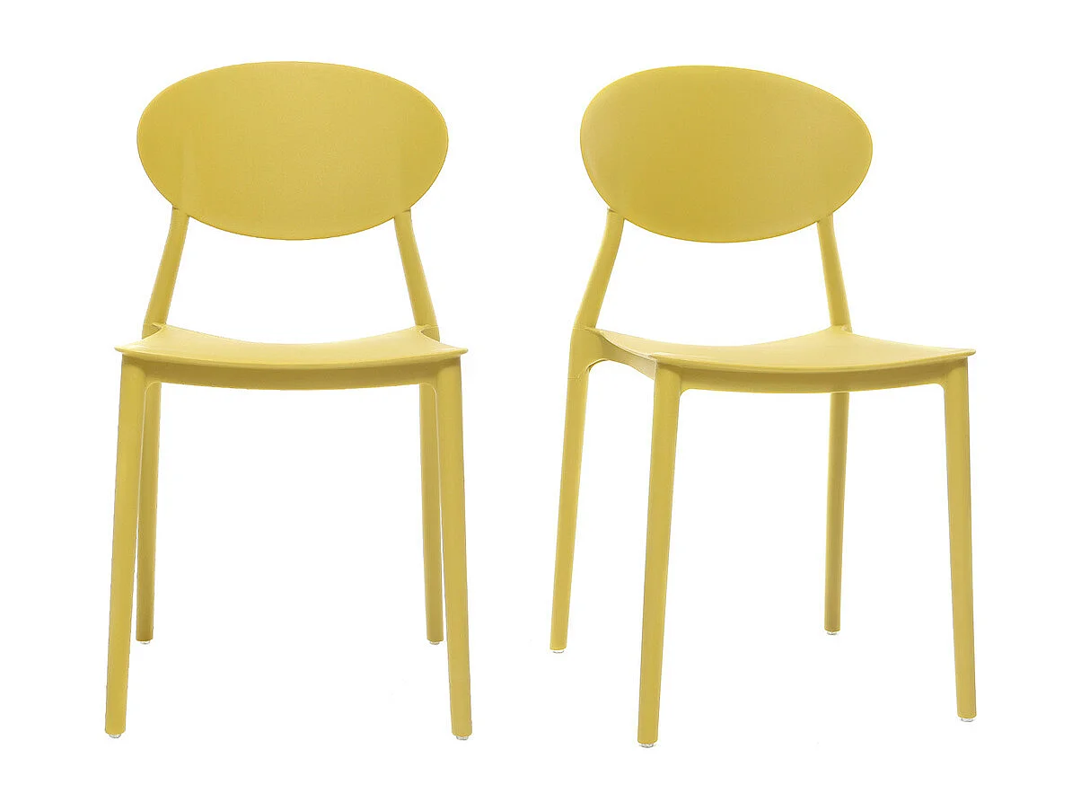 Chaises design empilables jaunes intérieur - extérieur (lot de 2) ANNA