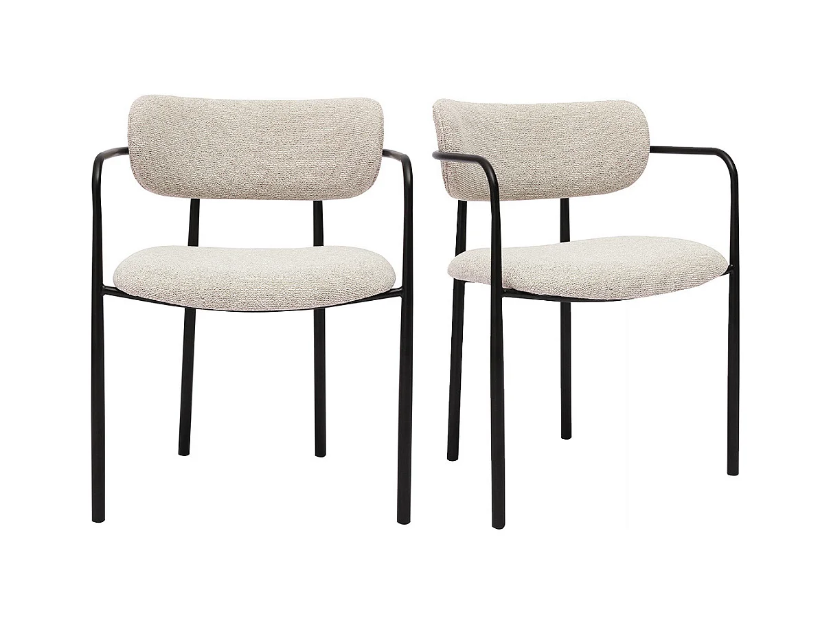 Chaises en tissu texturé beige et métal noir (lot de 2) SWIFT