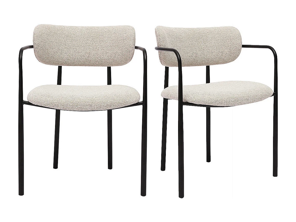 Sedie in tessuto beige testurizzato e metallo nero (set di 2) SWIFT
