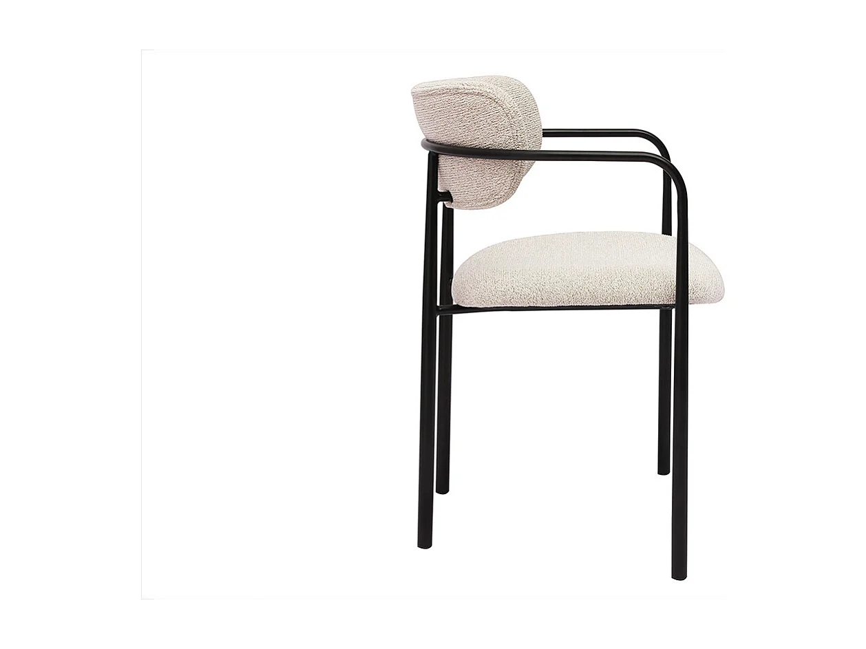 Sedie in tessuto beige testurizzato e metallo nero (set di 2) SWIFT