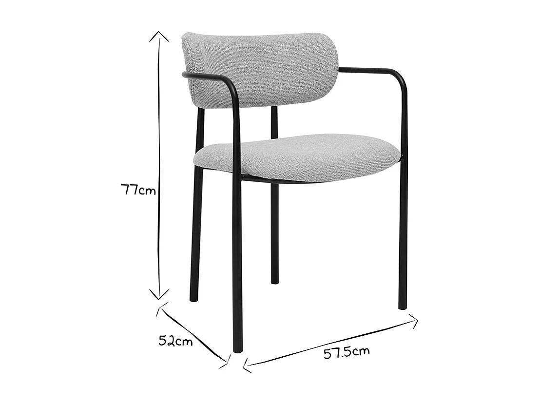 Sedie in tessuto beige testurizzato e metallo nero (set di 2) SWIFT