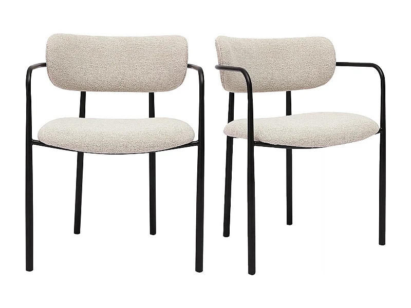 Sedie in tessuto beige testurizzato e metallo nero (set di 2) SWIFT