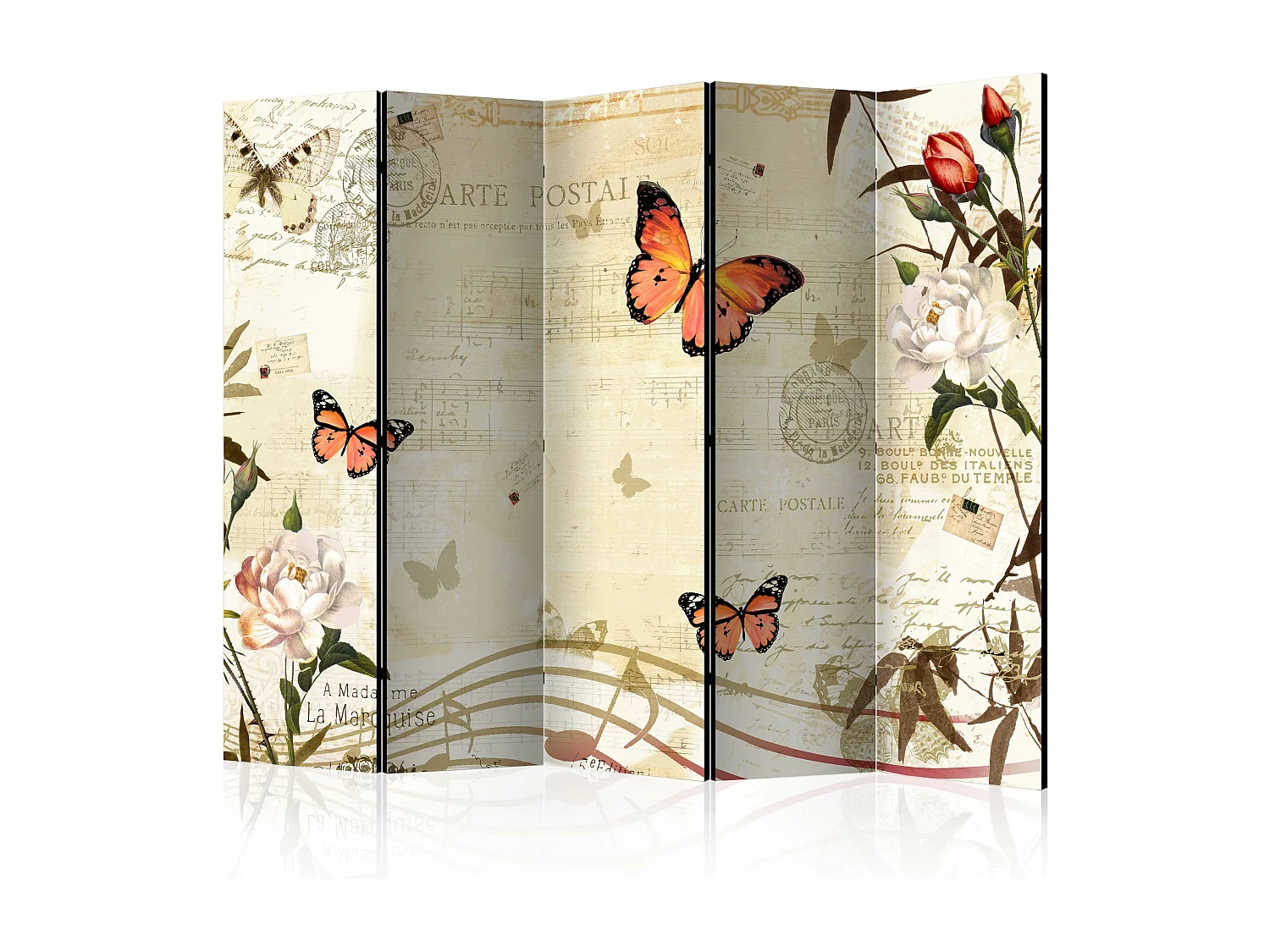 Paravent acoustique Mélodies de papillons 5 volets - Artgeist