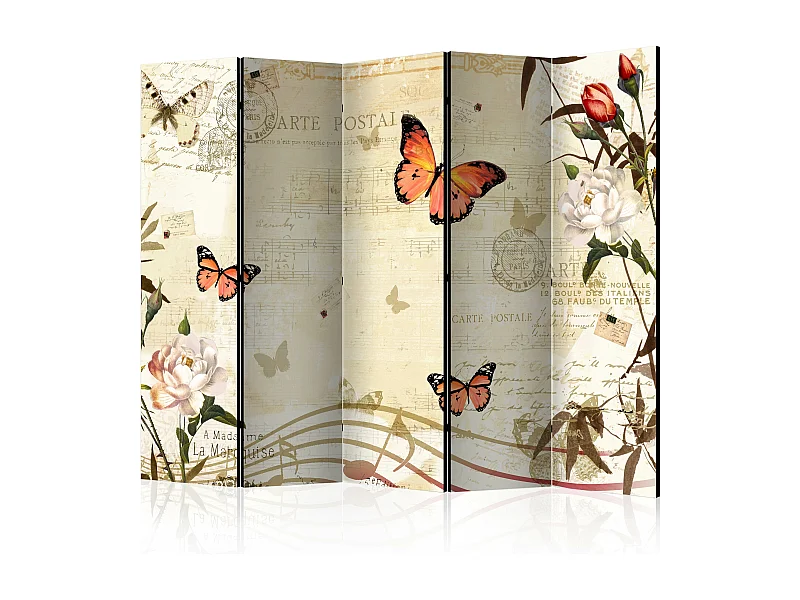 Paravent acoustique Mélodies de papillons 5 volets - Artgeist
