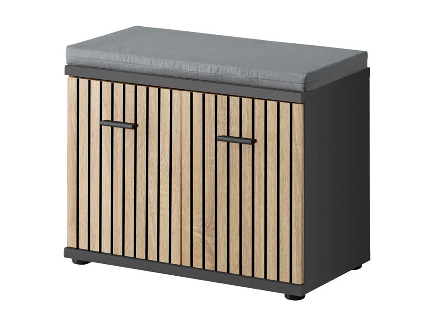 Meuble de Rangement avec Coussin "Marco" 60cm Naturel & Gris