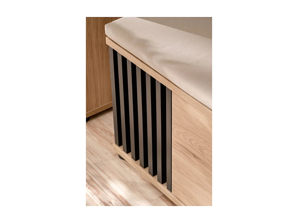 Szafka na buty z siedziskiem PEDRO hickory jackson/czarna