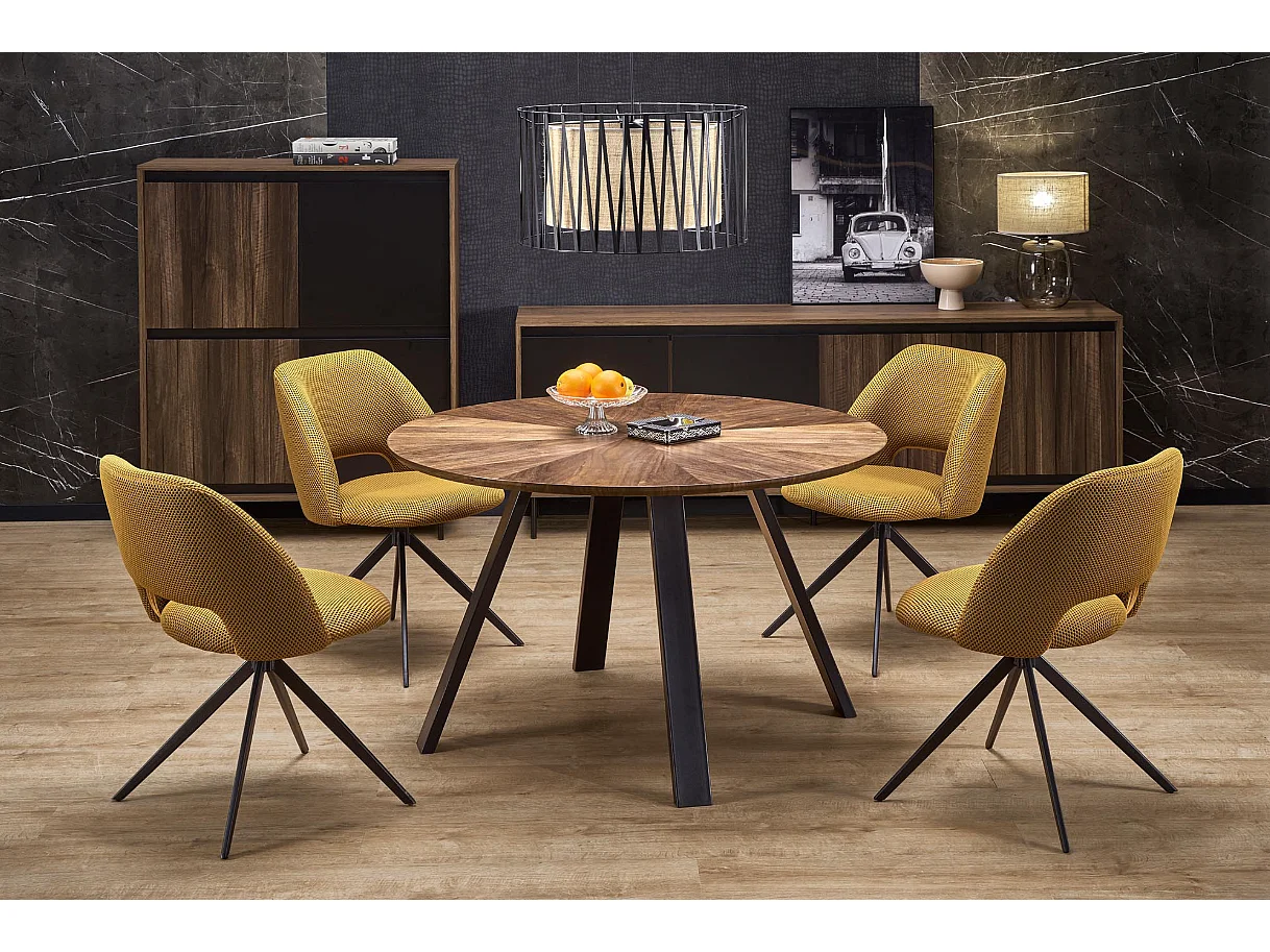 Stół okrągły DANILO 120x120 orzechowy/czarny