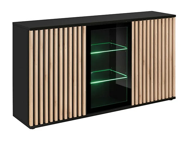 Komoda CAMERON 160 LED hickory jackson/czarna