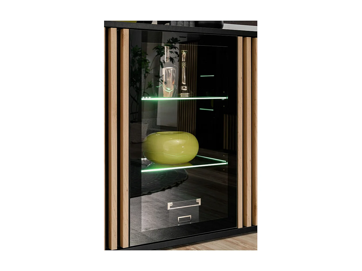 Komoda CAMERON 160 LED hickory jackson/czarna