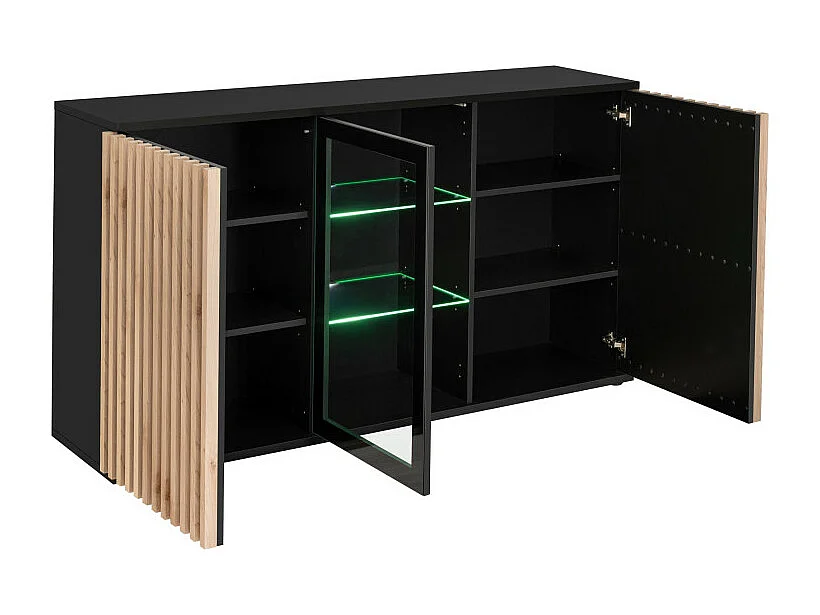 Komoda CAMERON 160 LED hickory jackson/czarna