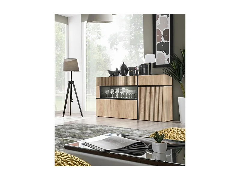 Komoda CROSS 150 LED hickory jackson/czarna