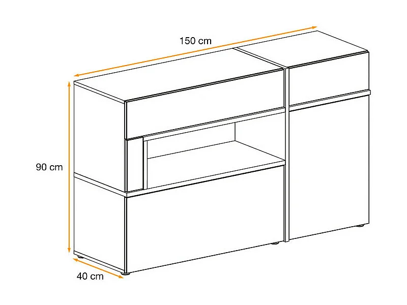 Buffet Design LED "Cross" 150cm Naturel