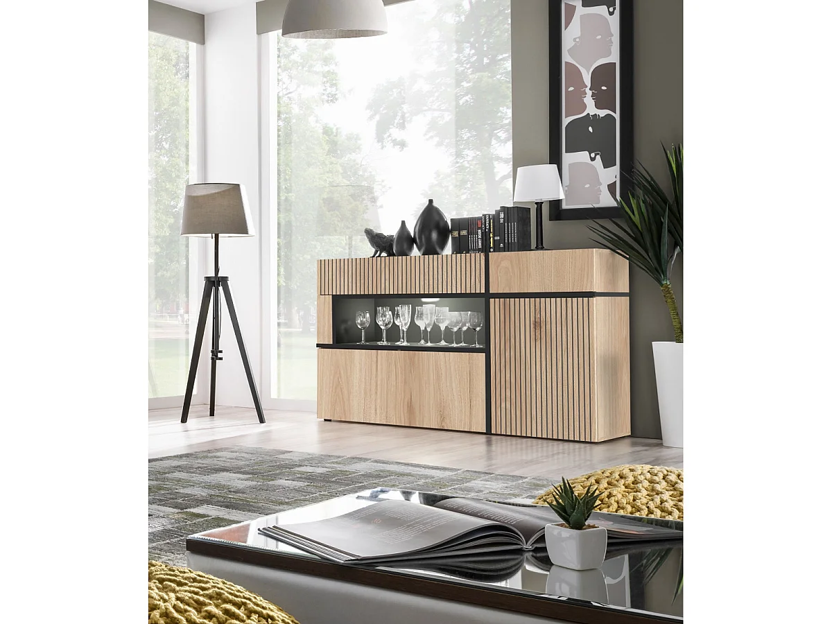 Komoda CROSS 150 LED hickory jackson/czarna