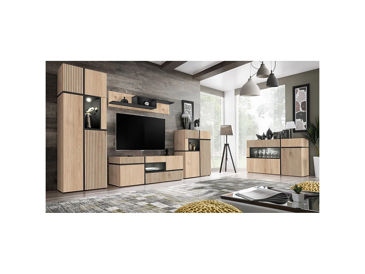 Komoda CROSS 150 LED hickory jackson/czarna