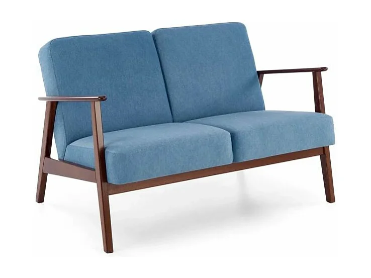 Sofa MILANO 2S niebieska/orzech dwuosobowa