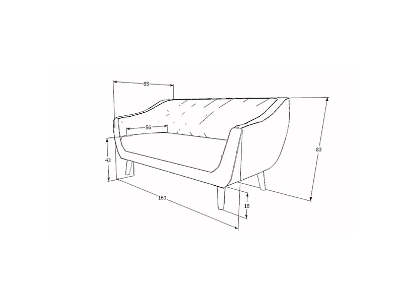 Sofa MOLLY 2 VELVET beżowa