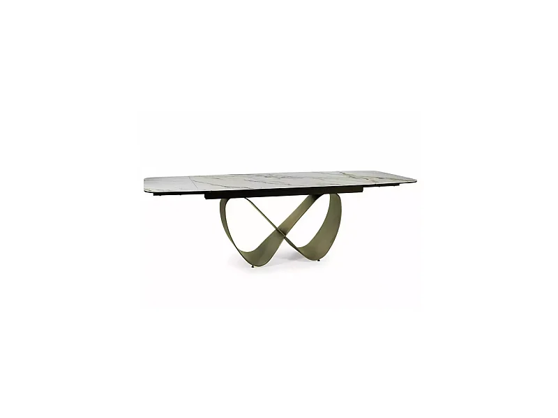 Stół rozkładany INFINITY CERAMIC 160(240)x95 biały/brązowy
