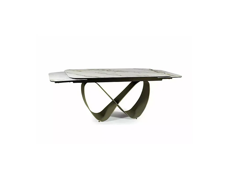 Stół rozkładany INFINITY CERAMIC 160(240)x95 biały/brązowy