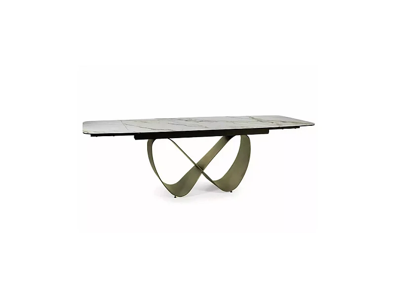 Stół rozkładany INFINITY CERAMIC 160(240)x95 biały/brązowy