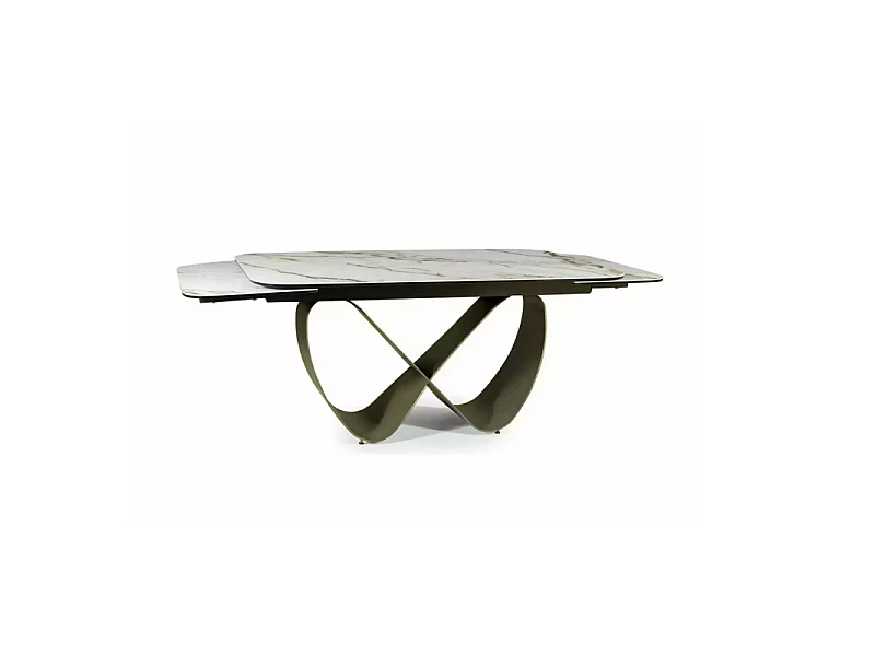 Stół rozkładany INFINITY CERAMIC 160(240)x95 biały/brązowy