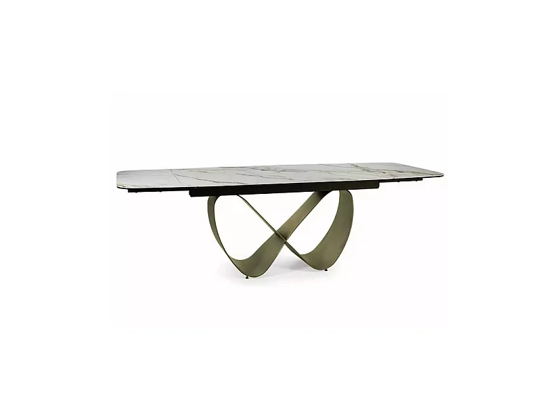 Stół rozkładany INFINITY CERAMIC 160(240)x95 biały/brązowy