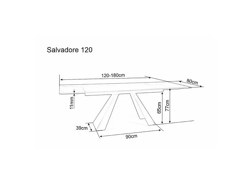 Stół rozkładany SALVADORE 120(180)x80 czarny mat