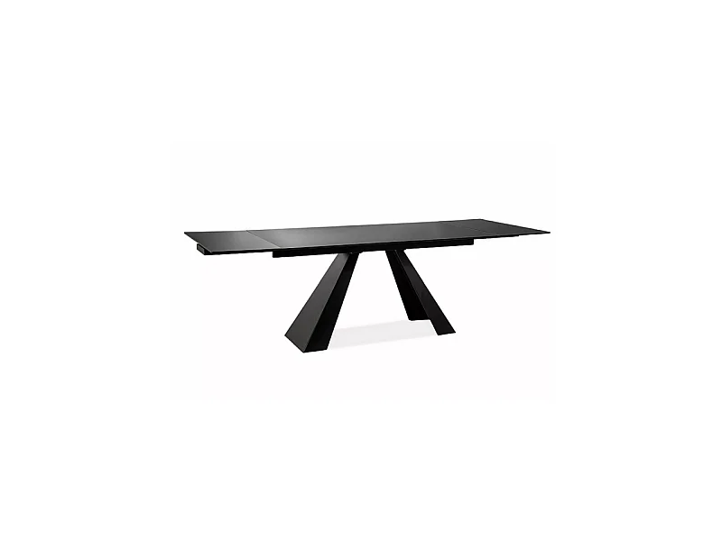 Table à manger extensible "Salvadore" - Noir mat - L 120-180 x l 80 cm