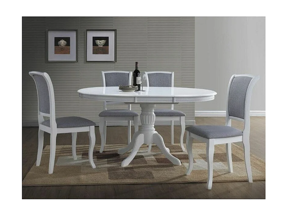 Table extensible - Olivia - L 106 x l 141 x H 76 cm - Blanc