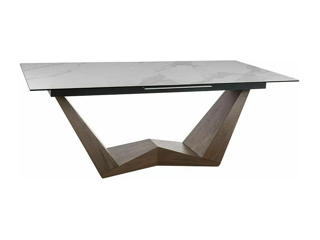 Stół rozkładany BONUCCI CERAMIC 200(250)x98 biały marmur/orzech